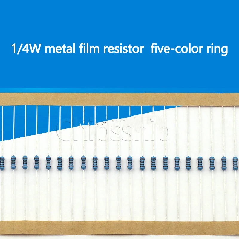 100 Ohm 1 4W fémréteg Ellenállás 1_ Öt-színű Gyűrű Ellenállás 0,25 W Fonott Csomag 100
