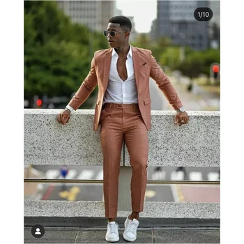 Street Fashion Wear Slim Fit Férfi Öltönyök 2 Db Rendelésre Készült Vőlegény Esküvői Szmoking Bál Viselni Napi Viselet Blézer Üzleti