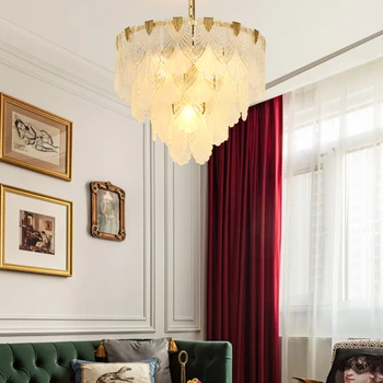 Fény Luxus Réz Csillár Egyszerű, Folyosó, Étkező, Hálószoba, Poszt-Modern Kreatív Művészeti Üveg