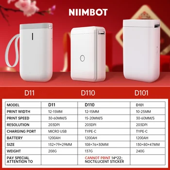 Niimbot D101 D11 D110 Mini Termál Címke, Matrica Nyomtató Inkless Zsebben Hordozható feliratozógép 12-15mm Mobil Telefon Készülék