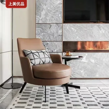 Olasz minimalista poszt-modern kanapé, bőr, puha táska egyetlen tárgyalási szék hotel kávézó szabadidő szék