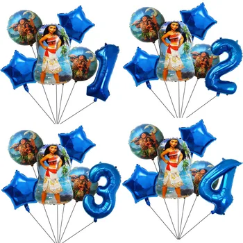 6db Moana Lufi Meghatározott 32inch Kék Szám Léggömb Kellékek Aranyos Hercegnő Moana Téma Szülinapi Party Dekoráció Gyerek Játékok, Ajándékok