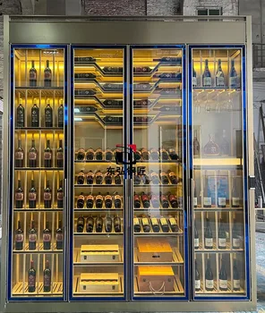 Fény Luxus Nappali Rozsdamentes Acél Bor Kabinet Egyszerű, Modern Vörös Bor Rack Hotel Borospince Termosztát Vitrin D