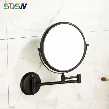 Fekete Bronz Fürdőszoba Tükör SDSN Minőségű Sárgaréz Fürdő Kozmetikai Tükör Kettős Arca Összecsukható Fürdőszoba Tükrök Antik Fürdő Tükrök