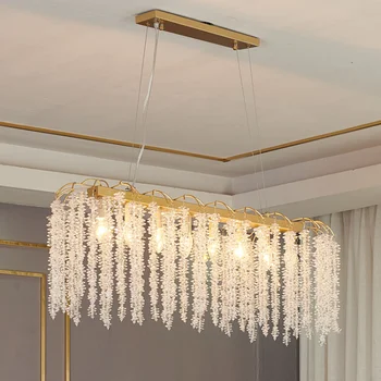 Led pendat Lámpa Amerikai stílus kristály Csillár étkező francia luxus designer, téglalap alakú tassel 