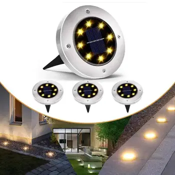 Napenergia Földi Fények, 8 LED-es Napelemes Kerti Lámpák Vízálló Solar Kültéri Lámpa Solar Lemez Lámpák Solar Út Fény Táj Fény