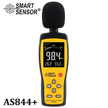 Digitális zajszintmérő Zaj Teszter Hang Érzékelő Decible Monitor 30-130dB Audio Mérési Eszköz Riasztás AS844+