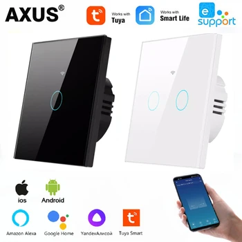 AXUS EU Wifi Smart Switch Fal Érintse meg a villanykapcsolót RF433 Semleges vezeték/Nem semleges vezeték Tuya Okos létfenntartó Alexa, a Google Haza