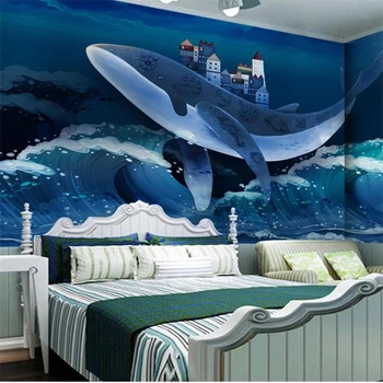 wellyu cucc de parede Álom bálna home gyerek szoba háttér fal egyéni nagy falfestmény háttérkép