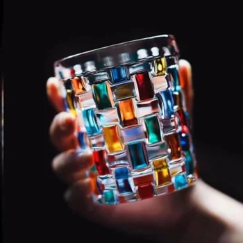 Szemüveg Iszik, Pohár, Eredeti Koktél Színes Üveg Whiskey-Kupa Ólom-szabad Kézzel Festett Kreatív Design Csésze Víz