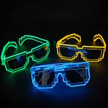 Unisex Led Napszemüveg Fény Party Szemüveg Világít A Sötétben Villogó Mozaik UV400 Szemüveg Led Világító Szemüveg Ajándék Játék
