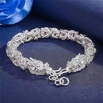 999 tiszta ezüst sárkány karkötő férfi, mind a női szeretők Ezüst lánc kézzel készített ékszerek születésnapi ajándék