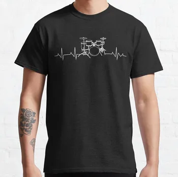Dob Szívverés - Vicces dobos T-Shirt nehéz súly póló férfi Esztétikai ruházat