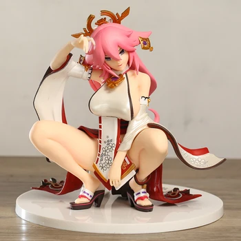 Anime Genshin Hatása Yae Mikó Guggolva Új Laza Anime Fiure Modell Dekoráció PVC-Játék, Ajándék, 18 cm