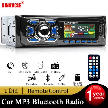 SINOVCLE 1din autórádió Sztereó Vevő Bluetooth Audio MP3 Lejátszó FM 12V ISO Port Távirányító AUX/USB/SD Kártya Dash Készlet