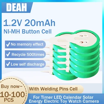 1.2 V 20mAh Ni-MH Újratölthető Akkumulátor A Hegesztés Csapok Időzítő LED Naptári Napenergia Elektromos Játék Óra NI-MH gombelem