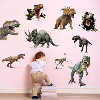 Fiú Ajándék Különböző Dinoszaurusz Fali Matrica a Nappali Hálószoba gyerekszoba Dekoráció Matrica Dinoszaurusz Világ DIY