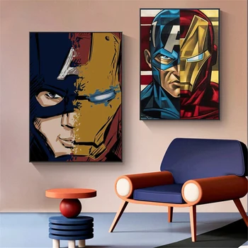 Disney Marvel vasember, Amerika Kapitány Fél Szembe Vászon Festmény Nyomatok Plakátok Wall Art Kép a Nappali Dekor