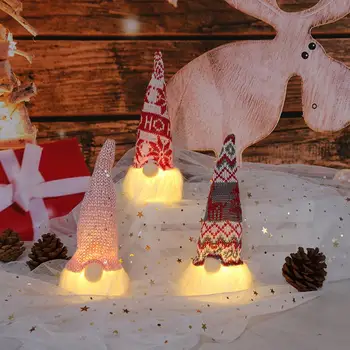 Karácsonyi Baba Közel Fény Vonzó Xmas Arctalan Santa Gnome Baba Fény Aranyos Jelenet Elrendezés Karácsonyi LED-es Baba