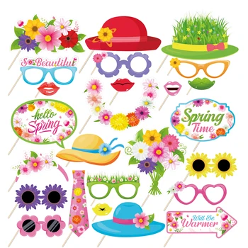 Tavaszi Virágok Téma Vicces Szemüveg Fotó Kellékek Baba Zuhany Szülinapi Buli DIY Dekoráció, fotózás, Kellék, Kellékek Szívességeket
