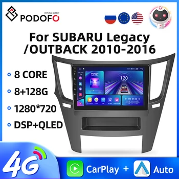 Podofo 2Din 9 Inch Autó Rádió SUBARU Legacy 2010-2016/OUTBACK 2010-2016 Multimédia Lejátszó Carplay Android Automatikus GPS-WIFI