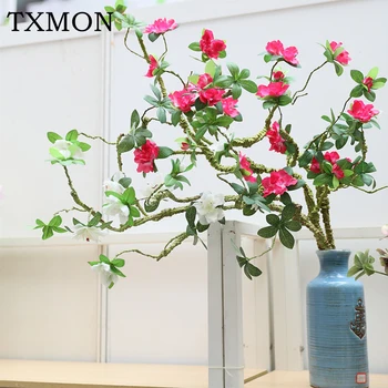 TXMON 90cm Mesterséges Azalea Magnolia Virág Habzó Ág, Lágy Formájú, Dekoratív Szimuláció Zöld Növények DIY Home Hotel Elrendezés
