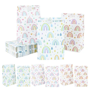10db Szivárvány Ajándék csomag Cukorkát, édességet Csomagolás doboz esküvői Papír Csomagoló Kellékek bébi gyerekek szülinapi Rainbow party dekoráció