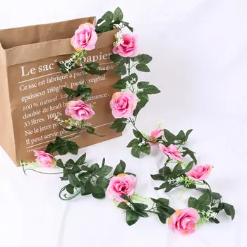Rose Szőlő Mesterséges Selyem Virág String Garland Lakodalom Dekoratív Hamis Virág Flores Szülinapi Haza Szobából Kerti Dekoráció
