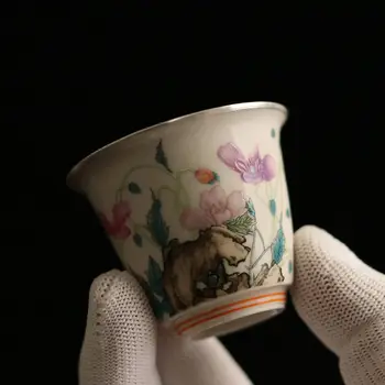 999 Ezüst Csésze Kínai Porcelán Handpainted Virág Mester Csésze Tea Szertartás Kung Fu Teaset Jingdezhen Egészségügyi Kerámia Teáscsésze