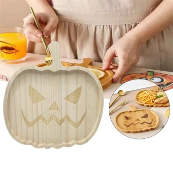 Halloween Pumpkin/szellem tálat Fa Gyümölcs Uzsonna Lemez Piknik Halloween Tányér Asztalt Díszítő Kellékek