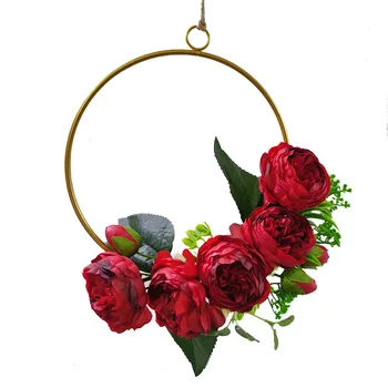 20 CM Arany, Vas, Fém Gyűrű Koszorú Parasztház Garland Menyasszony Virágok Koszorú Kézzel készített Virágok hátteret, fali dísz, dekoráció