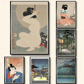 Évjárat Keleti Művészeti Nyomatok Festmény Képek Wall Art Gésa Japán Tsuchiya Koitsu Ukiyoe Északi Vászon Lakberendezés Poszter