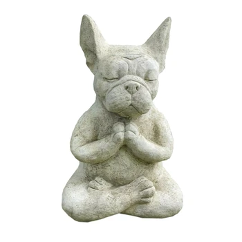 Kert Meditáció Francia Bulldog Dekoráció Szobor Kertben, Udvaron Kerti Dekoráció Gyanta Kézműves Kerti Dekoráció