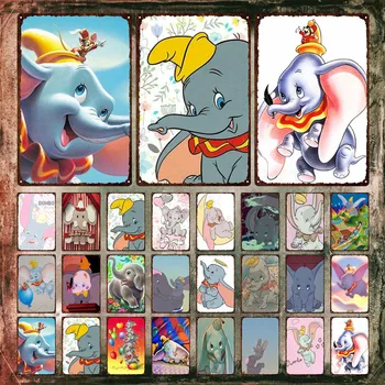 Disney Dumbo Fém Jelei a Karikatúra Cuki Elefánt Játszik a Víz Fali Matricák Dekoratív Adóazonosító Jel Lemez Gyerek Szoba Dekoráció