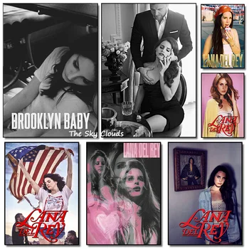 Énekesnő, Lana Del Rey Szexi Poszter Klasszikus Zenei Album Vászon Festmény HD Nyomtatás Modern Wall Art Kép, Nappali, Hálószoba Decor