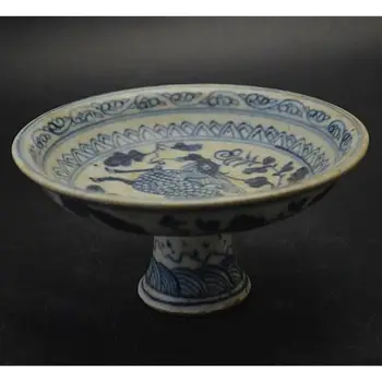 Gyűjtemény Kínai Antik Porcelán, A Ming-Dinasztia Kék-Fehér Porcelán Festmény Állat Egyszarvú Kylin Virág, Gyümölcstál