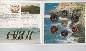 Brit Falkland 1987 Teljes Készlet 7 Érmék Kártya Könyv Új