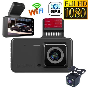 Autó DVR WiFi 1080P Teljes HD-felbontású Kamera Visszapillantó Jármű Kamera Videó Felvevő éjjellátó Auto Dvr Dashcam GPS, Autó Tartozékok