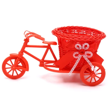 1db Rattan Kerékpár Kosár Virág Váza Tárolási Három-kerék, Aranyos virágcserép Dísz