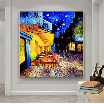 Van Gogh Kávézó Terasz Éjszaka Vászon Festmények a Falon Művészeti Poszterek, Nyomatok, Híres Impresszionista Művészet Kép Haza Cuadros