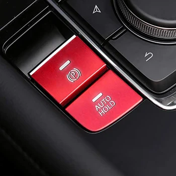 Autó Alumínium Kézifék rögzítőfék AUTO Gombot, Fedő Keret Trim Matricát Mazda 3-As Axela CX-30 MX-30 2020-ig,Piros