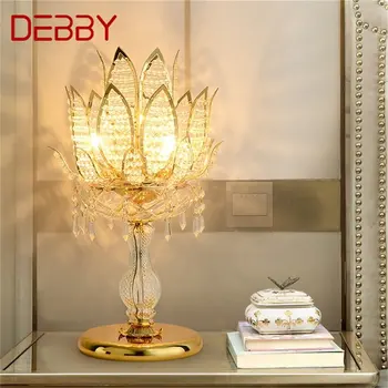 DEBBY Luxus asztali Lámpa Kristály Modern Arany Lótusz Kreatív Dekoráció asztali LED Lámpa Otthoni Ágya mellett