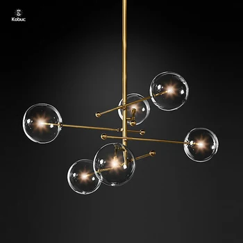 Kobuc Posztmodern LED Csillár Nappali Fekete Arany Lóg világítótestet Északi Étkező Üveg labdát Medál, Lámpa, Világítás