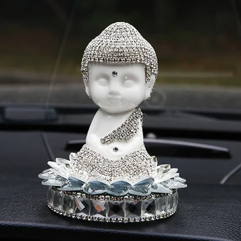 Autó Dísz Kristály Gyémánt Kerámia Buddha-Szobor Figurák Autók Belső Műszerfal Dekoráció Buddha Díszek, Ajándékok