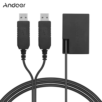 Andoer Dual USB-hálózati Adapter DC Csatlakozó Csere DR-E17 Dummy Akkumulátor, Canon 77D 200D 750D 760D 800D Kamerák