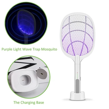 Szúnyog Ütő USB Újratölthető Repülni Zapper Légycsapó Lila Lámpa Csábítás Csapda Nyári Éjszaka a Baba Alszik Védeni Eszközök