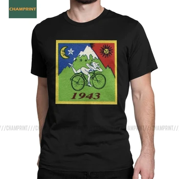 Férfi T-Shirt Albert Hoffman, az LSD Kerékpár Nap Pamut Póló Rövid Ujjú Sav Naplóba Fél póló Legénység Nyak Maximum Plus Size