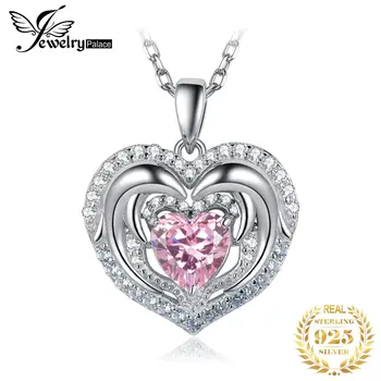 JewelryPalace Új Érkezés Szerelmes Szív Delfin 2.2 ct Rózsaszín Drágakő S925 Sterling Ezüst Luxus Medál Nyaklánc a Nő Nem Lánc