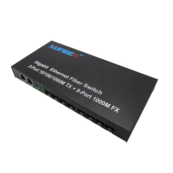NUFIBER Gigabit SFP Kapcsoló 8 SFP 2 RJ45 Átalakító 1000Mbps 8*1,25 G SFP Modul Optikai Ethernet Kapcsoló