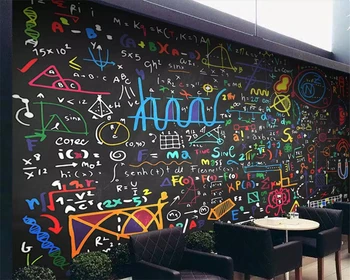 beibehang Háttérkép egyéni bármilyen méretű high-end kézzel festett színes kréta matematikai képletet a táblára háttér fali dekoráció freskó